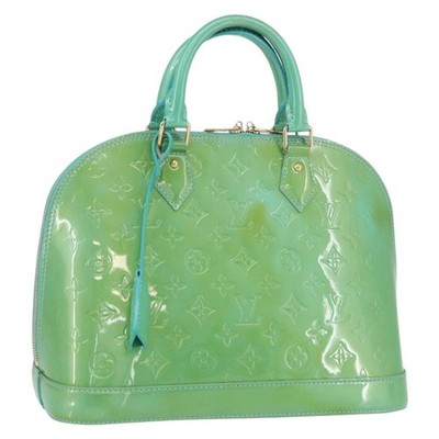 LOUIS VUITTON Monogram Vernis Alma PM Hand Bag Blue Lagon M91694