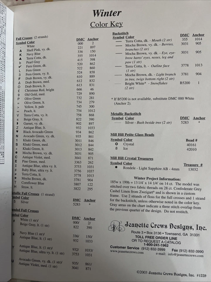 Rare Jeanette Crews Designs WINTER DEW DROPS Cecilia Votta Counted Cross Stitch - Image 4 of 4