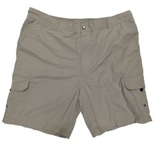 Lands' End Swim Shorts Men Size XL Beige Line Cargo Pockets