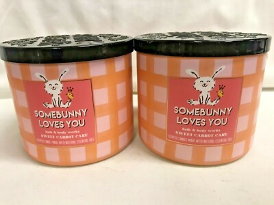 Bath & Body Works (2) SWEET CARROT CAKE 3 Wick Candle ''Some Bunny Loves You''