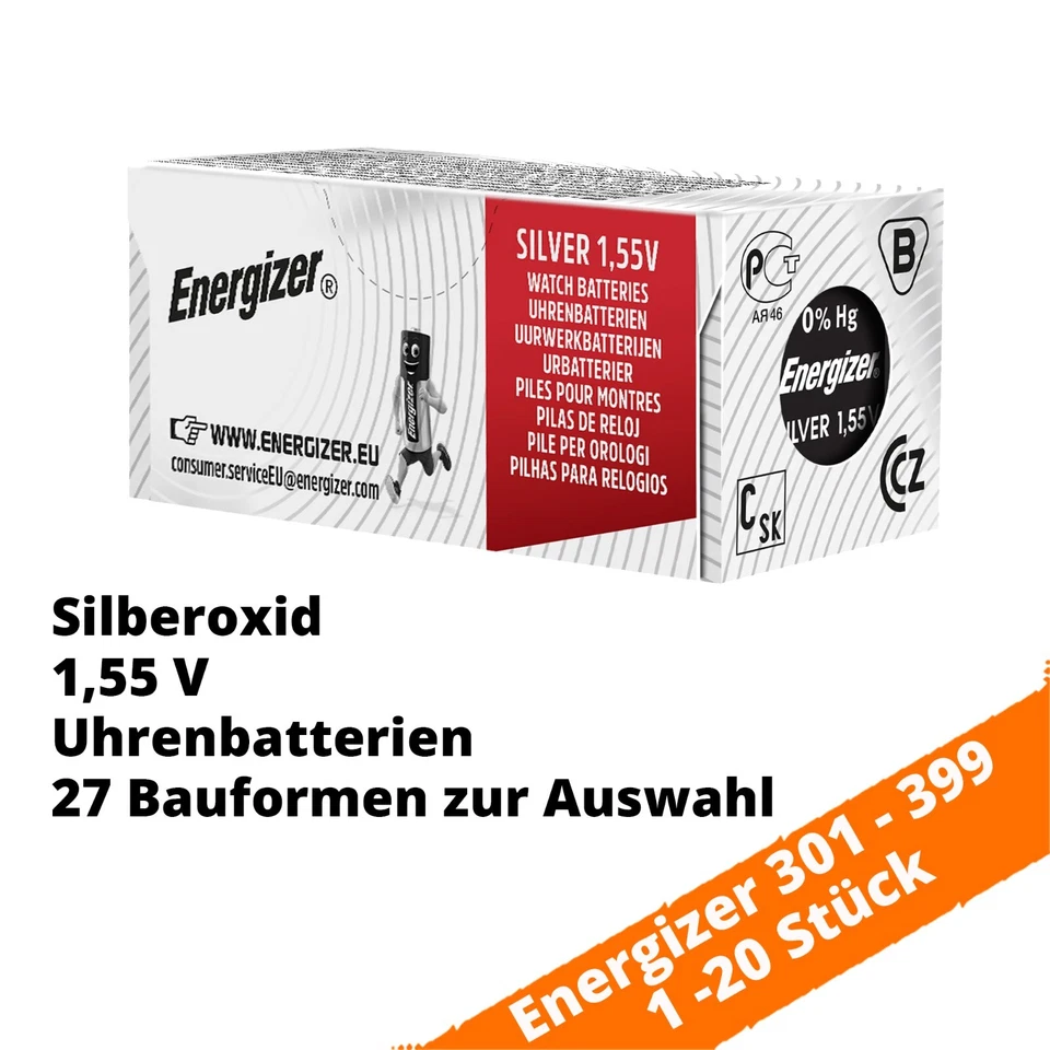 Energizer 301 - 399 High Low Multi Silberoxid Knopfzellen 1,55V Uhrenbatterien - Bild 1 von 1