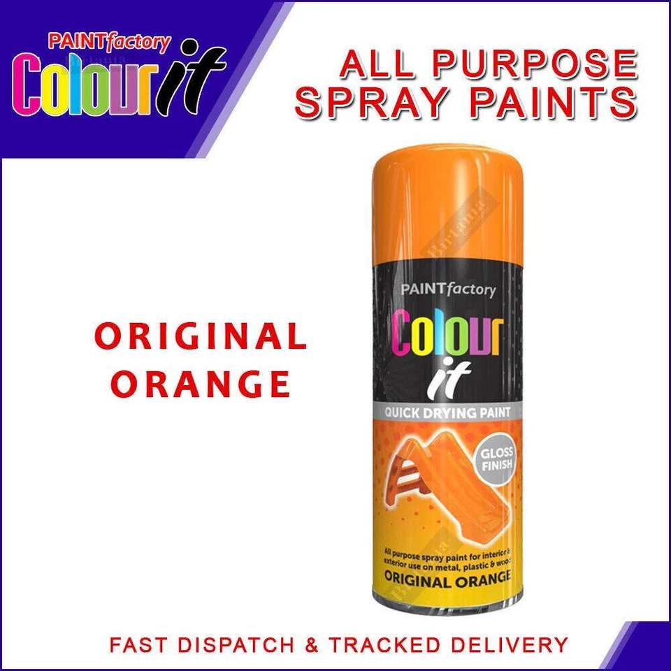 Original Orange Aerosol Spray Paint All-Purpose Gloss Wood Metal Spray 400ml - Image 2 of 2