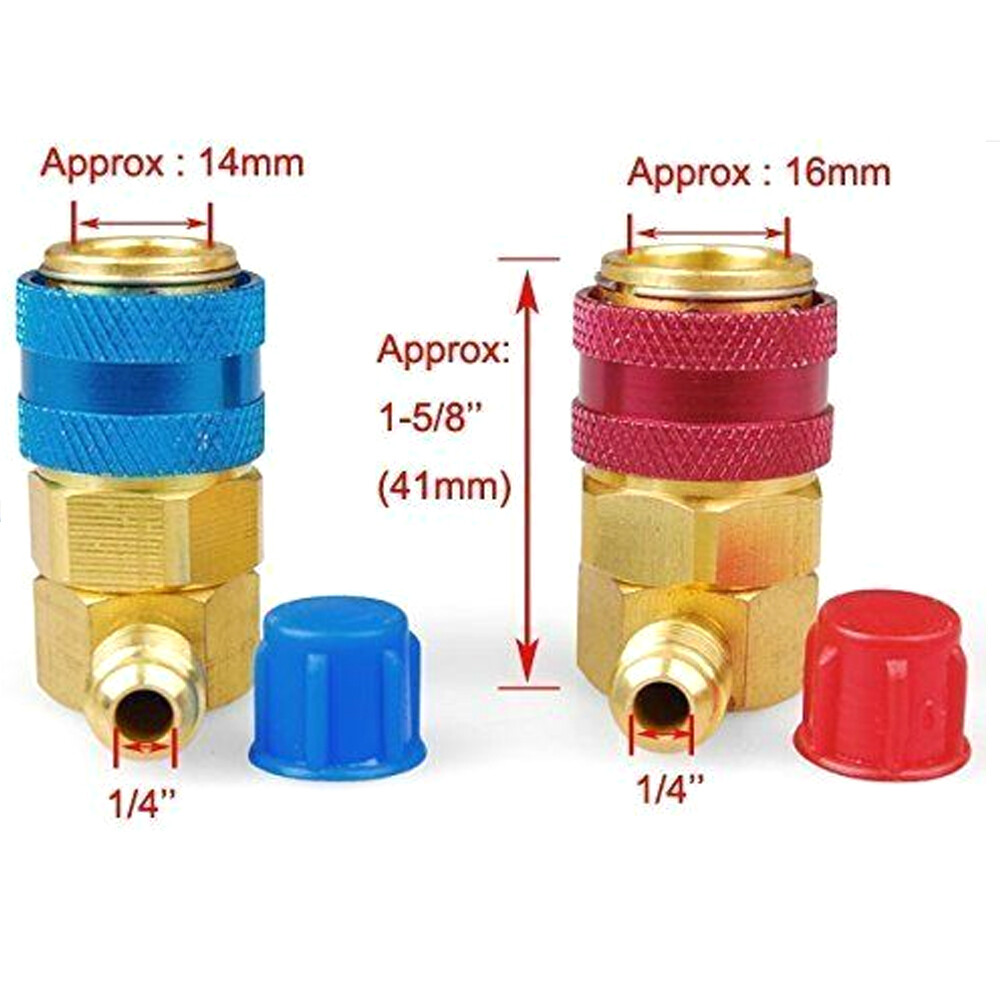 Auto Quick Couplers Brass Adapter Low High Side AC A/C Freon Manifold ...