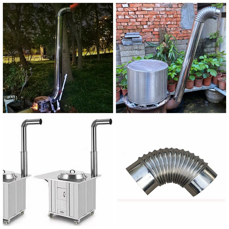 60-120mm Wood Burner Stove Pipe Elbow Chimney 90 Degree Stainless Steel Tube  | eBay