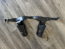 Vintage Childrens Holster Set Black Leather Rubber