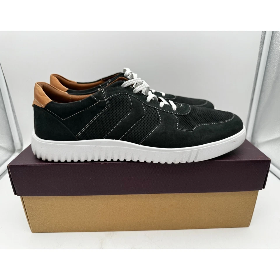 Zapato Johnston & Murphy McFarland Moc Puntera Para Hombres 9.5M Negro y Marrón Gamuza Cuero Foto 4 de 4