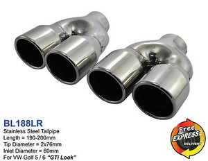 Exhaust Chrome quad tips 2x 3.15 Inch Outlet