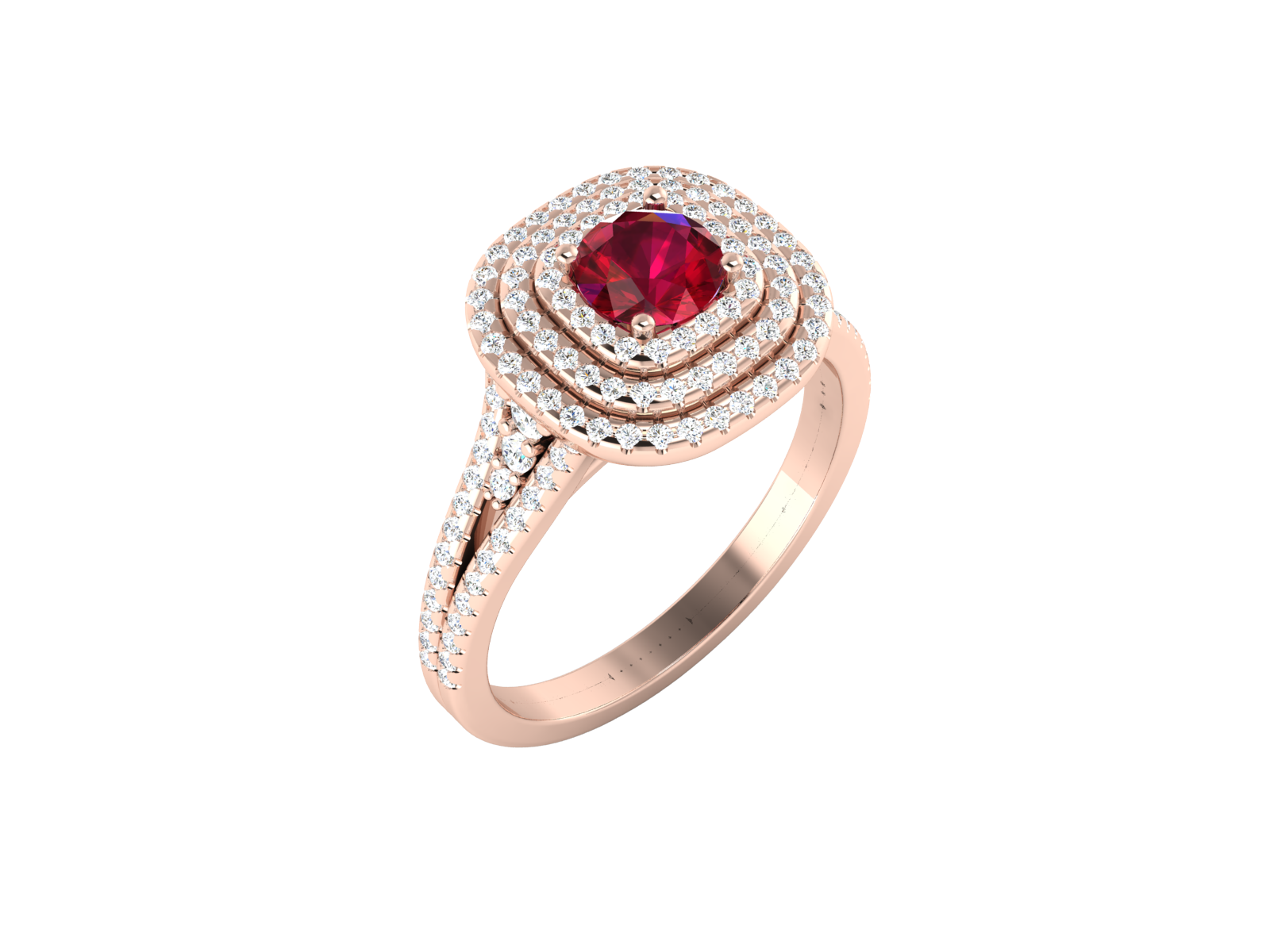 10k Rose Gold Ladies Proposal Ring Lab Created Red Ruby Round 1.21 Ct