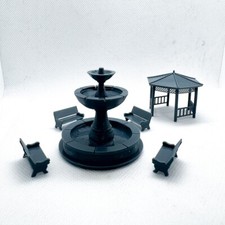 LaoYao 1:72 Town Park 3D PrintGazebo Fountain Model Railroad Train Scenery