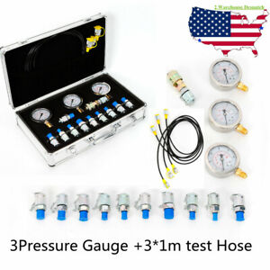 Excavator Hydraulic Pressure Tester Test Kit with Testing Hose Coupling Gauge HP