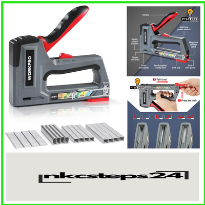 WORKPRO Profi Handtacker Set - 6 in 1 Werkzeugtacker mit hoher Schusskraft fü...