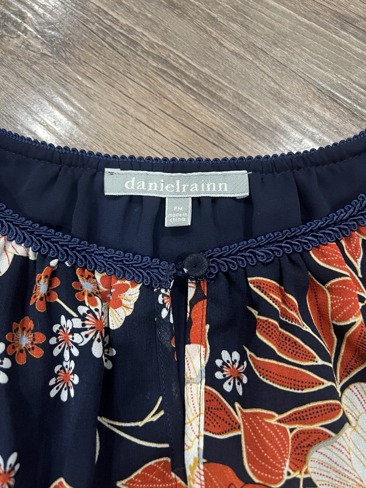 Daniel Rainn Floral Blouse Sheer PM Boho Peasant Cottage Botanical M Layered