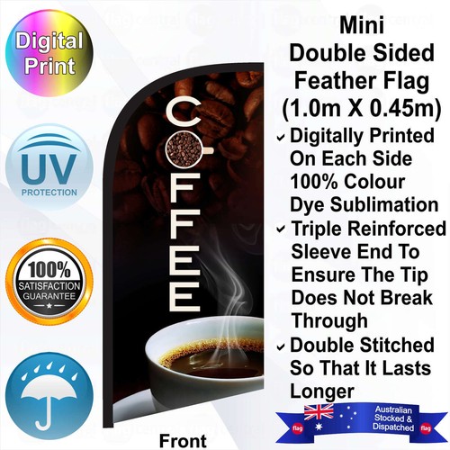 COFFEE Deluxe Brown 1.4m Feather Flag/Banner Kit with Spike *High-Quality - Picture 2 of 8