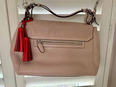 COACH LEGACY PERFORATED LEATHER ROMY CONVERTIBLE TOP HANDLE BAG