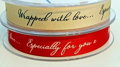 Wrapped with Love, 15 mm Geschenkband, wahlweise rot oder creme