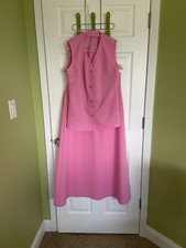 60 s vintage Pink, Full Length, Handmade skirt and Vest top set women s