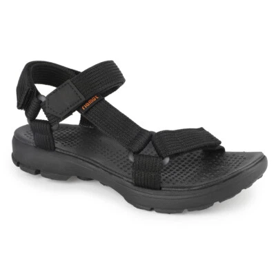 RIEMOT Outdoor Herren Trekking Sandalen Damen Sandale Klett Freizeit Schuhe Schwarz