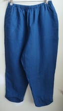FLAX Designs Linen Crop Pants  2G  3G  NWT LEGGINGS BLUE