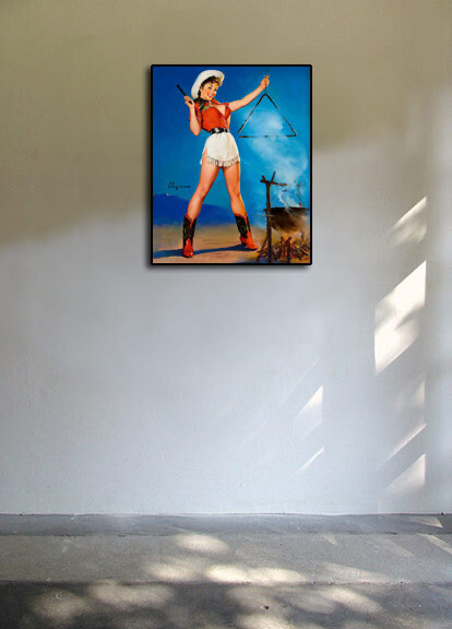 1950s Gil Elvgren Western Girl PinUp Poster 