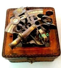 Sestante tedesco marittimo nautico in ottone da 5" con scatola in pelle di...