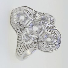 Sterling Silver Semi Mount Ring Setting Round Rd 4x4mm 3x3mm Art Deco Style L18