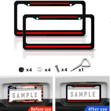 2pcs For Nissan Accessories Metal License Plate Frame Tag Cover With Screw Caps