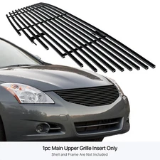 Fits 2010-2012 Nissan Altima Sedan Upper Stainless Black Billet Grill Insert