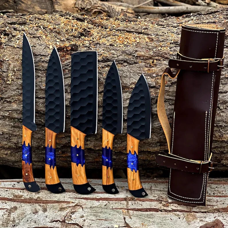 Hand Forged Carbon Steel Chef Set | Handmade 5 Piece Luxury Chef Kitchen Knife
Opens in a new window