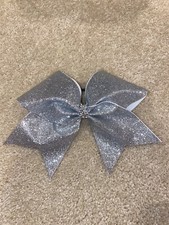 Cheer bow siver glitter rhinestone