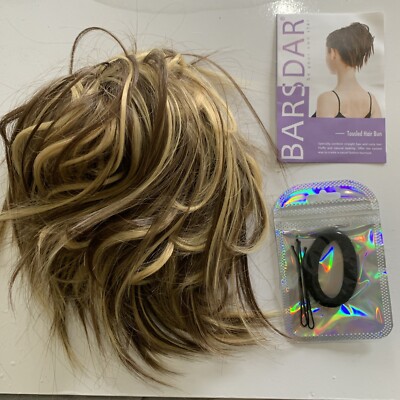 Messy Pony Dutt Haar Scrunchie Extension Haarteil Pferdeschwanz braun blond 86H10#