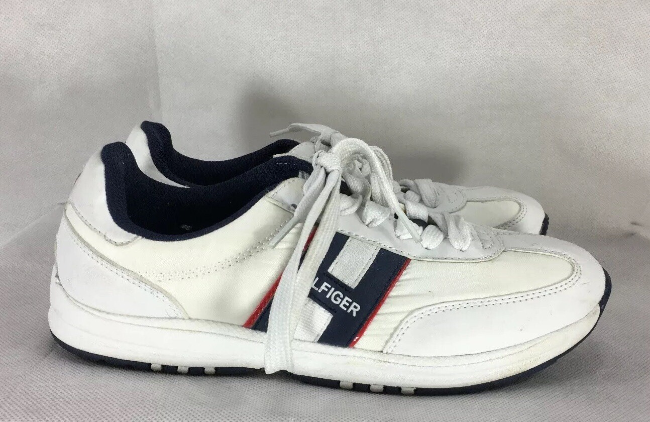 Tommy Hilfiger Women's White Lace Up Tennis Shoe Sneakers LINDA 8.5 Red