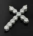 14k Solid White gold Natural Diamond Cross pendant 2.85 ct shared prong huge  — photo 3