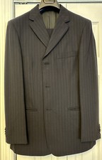 Valentino Roma Navy w/ Blue Pin Stripes 100 Virgin Wool 2 Pc Suit 40S Pants 33