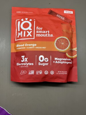 New IQ MIX electrolyte hydration mix powder 30 packets Blood Orange - 03/2026