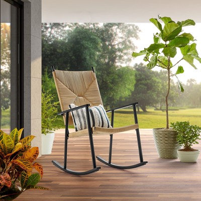 Ventura Rocking Chair Better Homes & Gardens Outdoor Steel, Natural Rush Weave