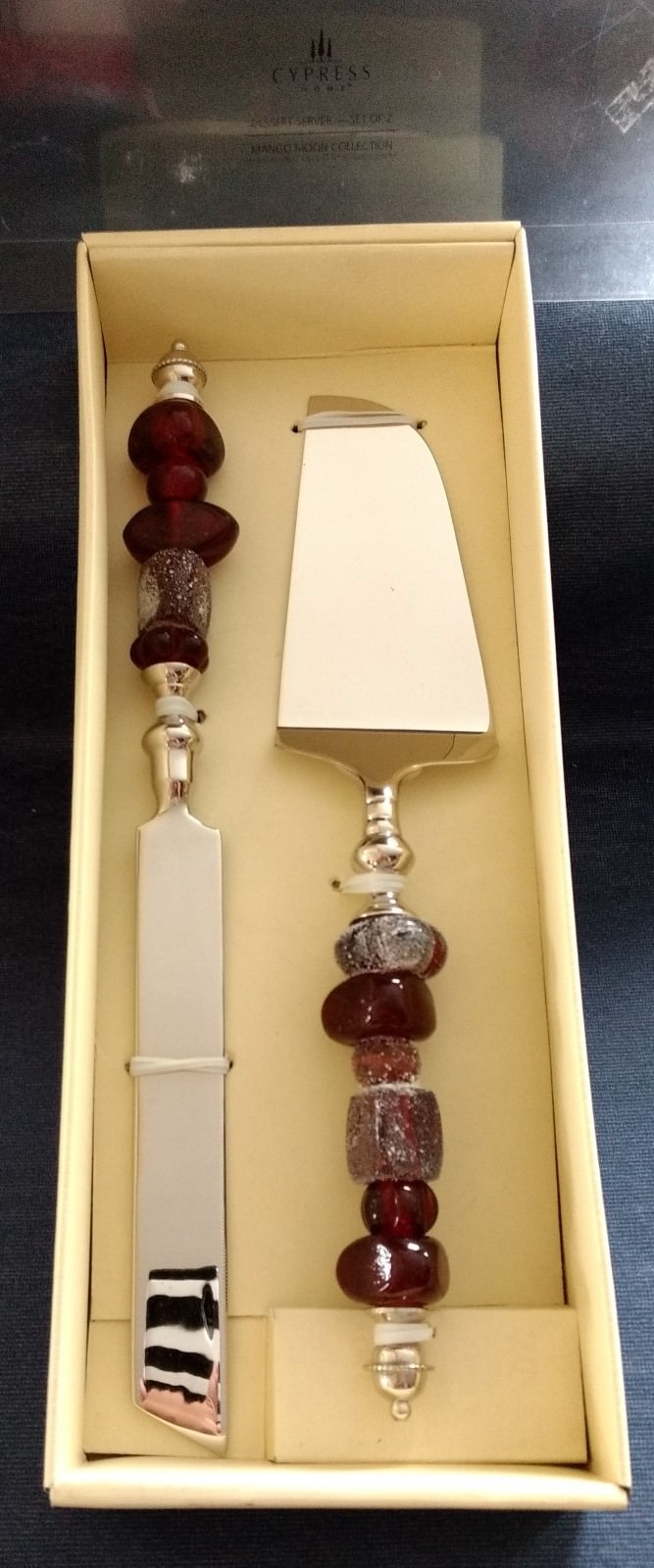 Cypress Home Mango Moon Collection 2PIECE DESSERT SERVER SET New