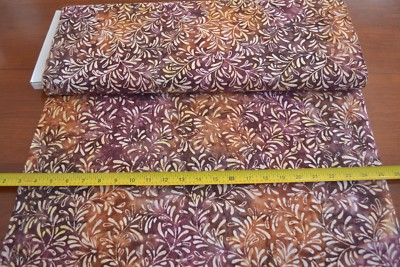 By 1/2 Yd, Tan Gold Brown & Purple Vines Batik Quilt Cotton, Moda/Mirage, B340