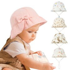 Bow Baby Bucket Hats Girls Newborn Hat Summer Beach Sun Protection Cap Cotton