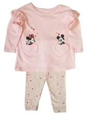 Disney Infant Toddler Girls Minnie Mickey Mouse Pink Top Leggings Outfit
