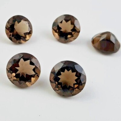 Wholesale Lot 14mm & 15mm Round Facet Natural Smoky Quartz Loose Calibrated Gems