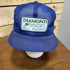 Vintage K-Product Diamond Vogel Paints Blue Snapback Trucker Hat Cap USA Made