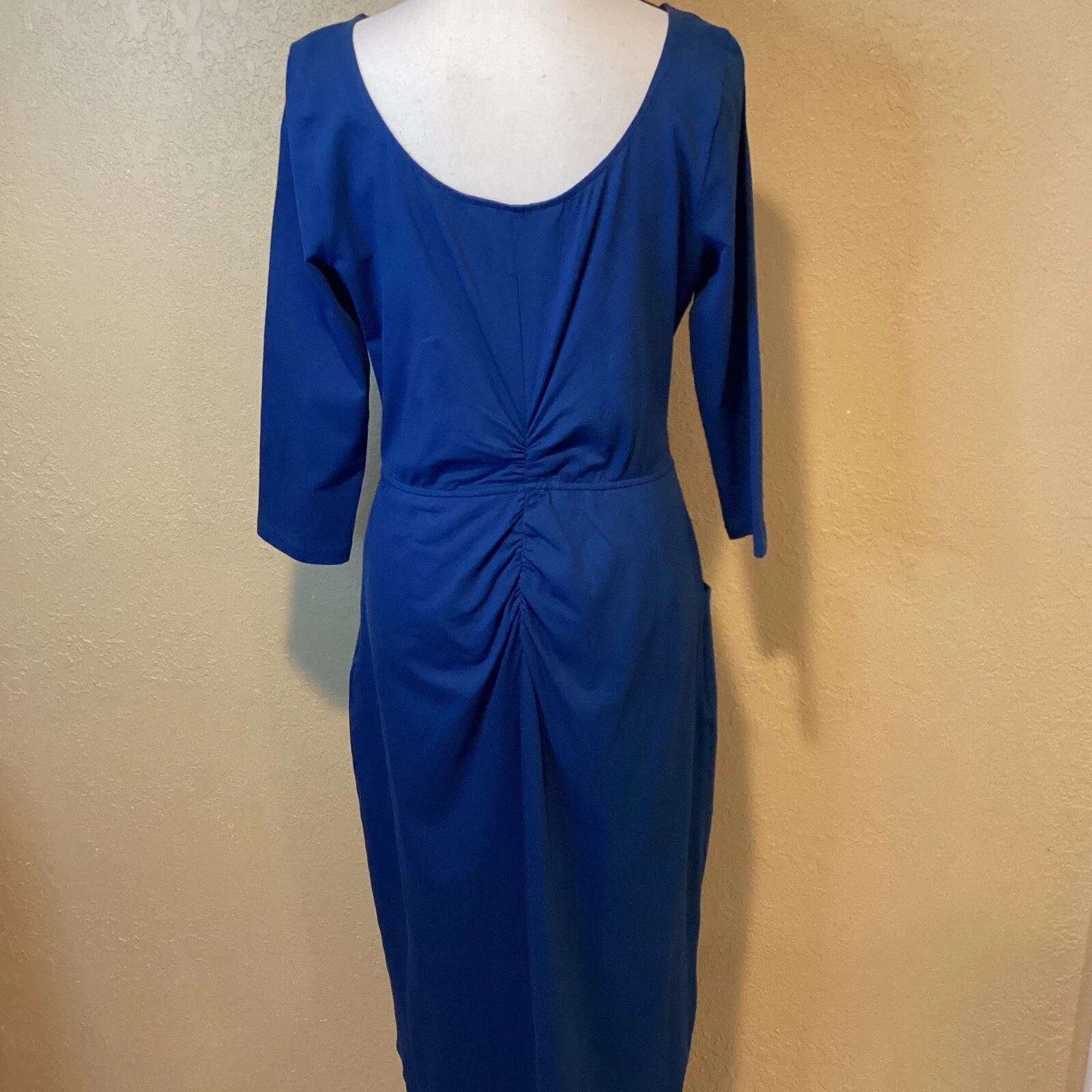 VETEMENTS Maxi abito eShakti Dark Teal maglia jersey corpetto aderente elastico in vita impero