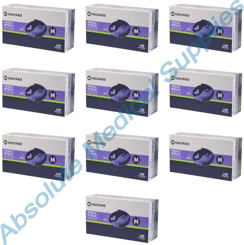 *1,000Pieces* Halyard Purple PowderFree Nitrile Exam Gloves Medium