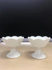 Vintage Indiana Colony Harvest Grape Milk Glass Candle Holders Set of 2