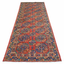 4'x9'6" Angels Red Organic Wool Afghan Ersari Hand Knotted Oriental Rug R74771