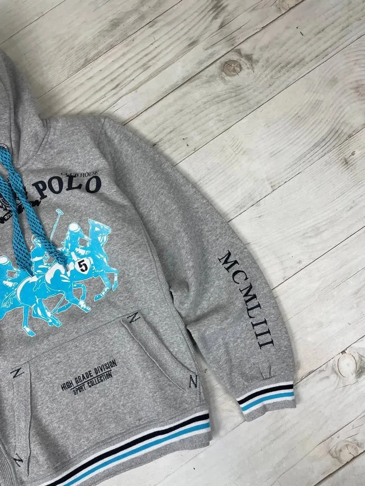 Географическая мужская толстовка с капюшоном регби Norway Royal Polo с большим логотипом размер S серая - Изображение 4 из 4