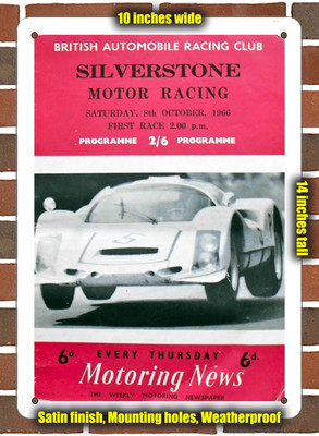 Metal Sign - 1966 Silverstone Circuit Racing Program - 10x14 inches
