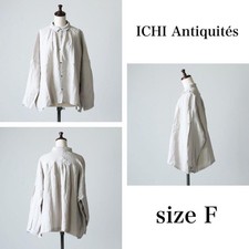ICHI Antiquit s Linen Gathers Shirt Hemp Women's Top, Light Color,