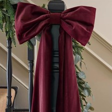 16x42 Inches Extra Large Christmas Satin Bows Tree Topper Decor Deep Red