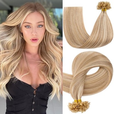 U Tip Human Hair Extensions Pre Bonded Double Drawn Thick Cold Fusion Hair 100g
